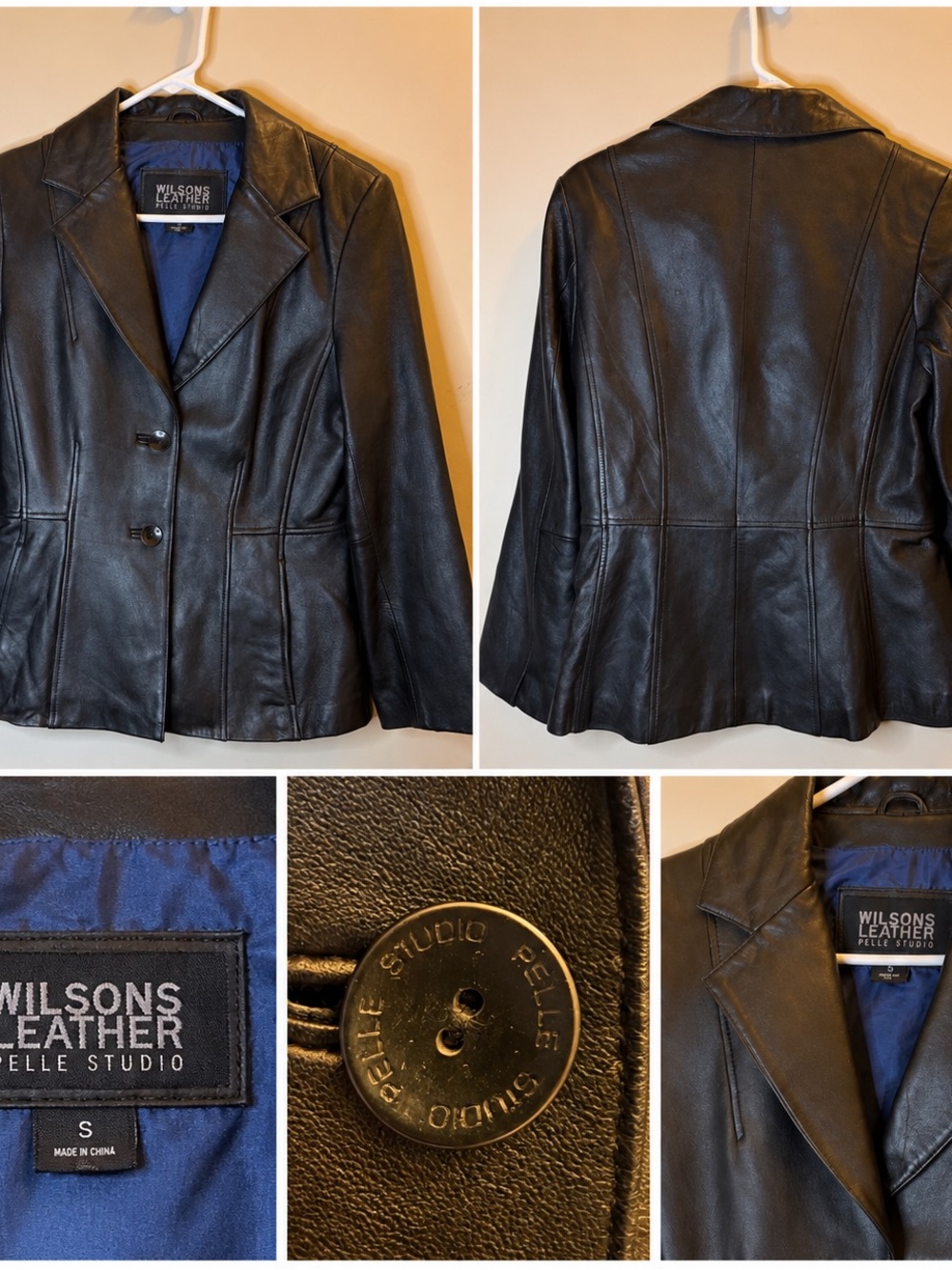 Pelle Studio Black Leather Tailored Blazer Jacket